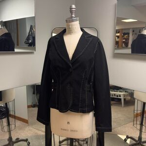 Black Blazer Jacket with White Stitching